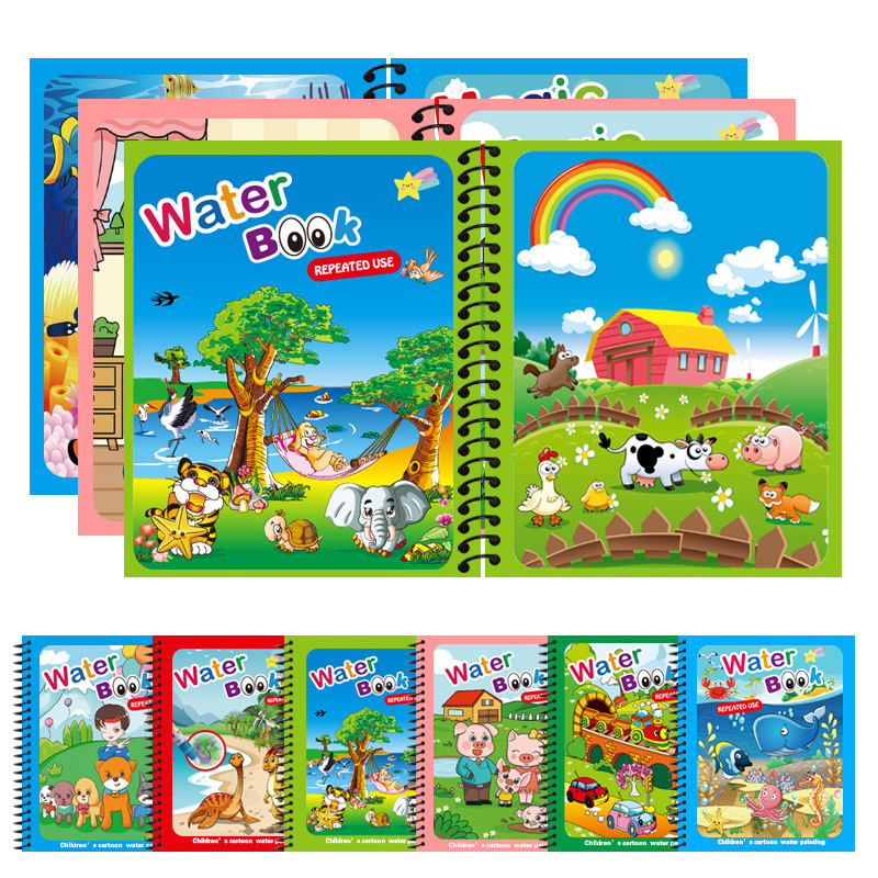 Reusable Water Magic Coloring Book - Montessori Oyuncaklar Yeniden Kullanılabilir Boyama Kitabı