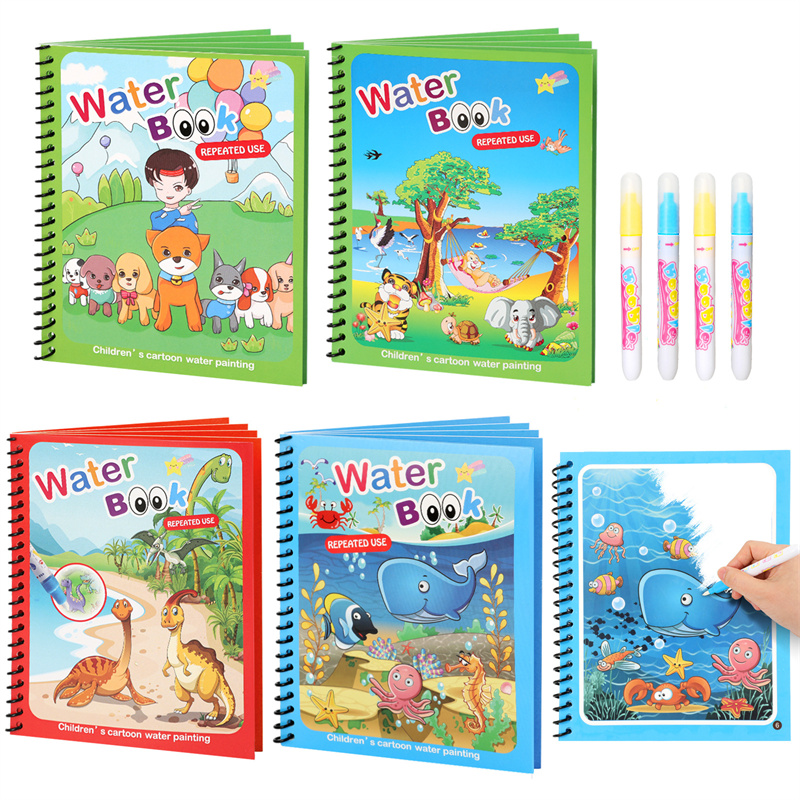 Reusable Water Magic Coloring Book - Montessori Oyuncaklar Yeniden Kullanılabilir Boyama Kitabı