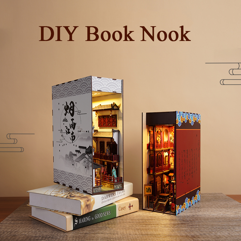 Diy Wooden Book Nook Kit Shelf Insert - DIY Kitap Köşesi Ekleme Raf Kitleri