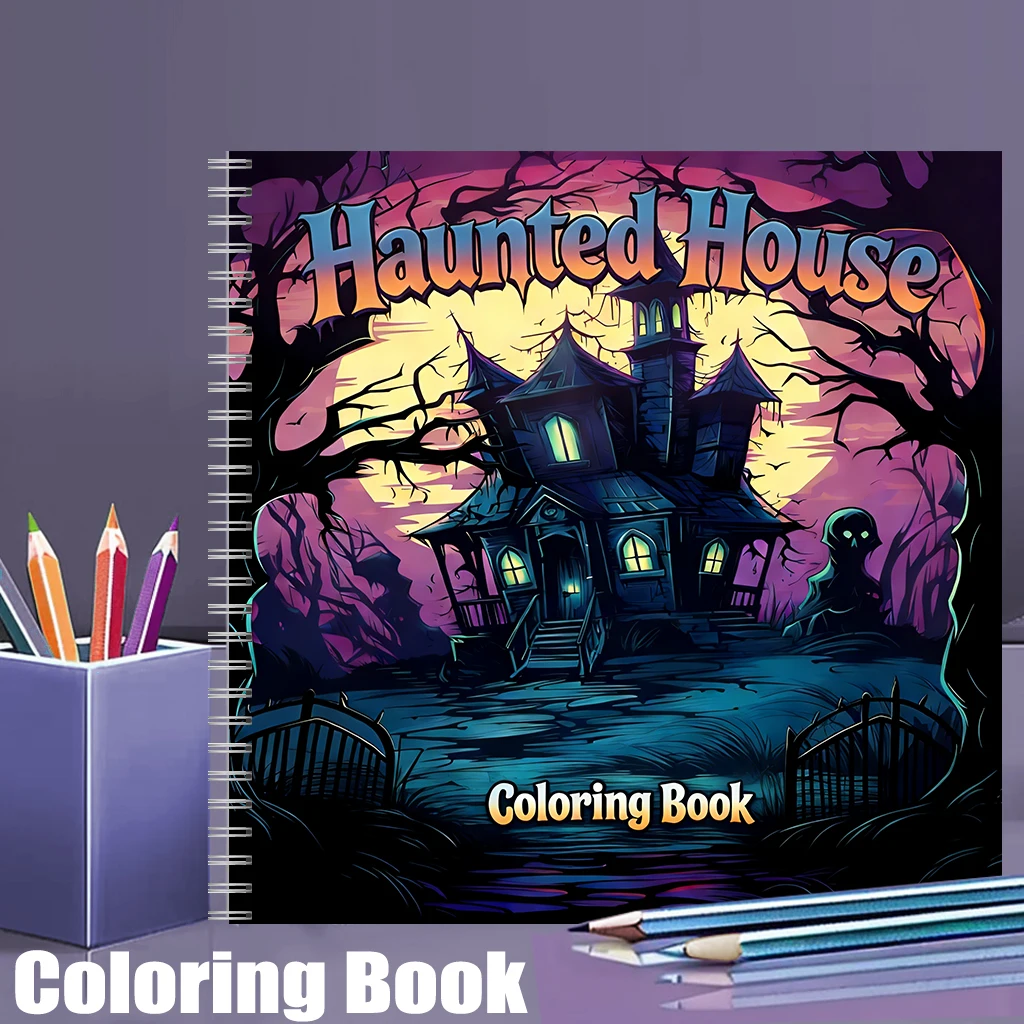 Adult Coloring Book Stress Relief - Yetişkinler için Perili Ev Boyama Kitabı,