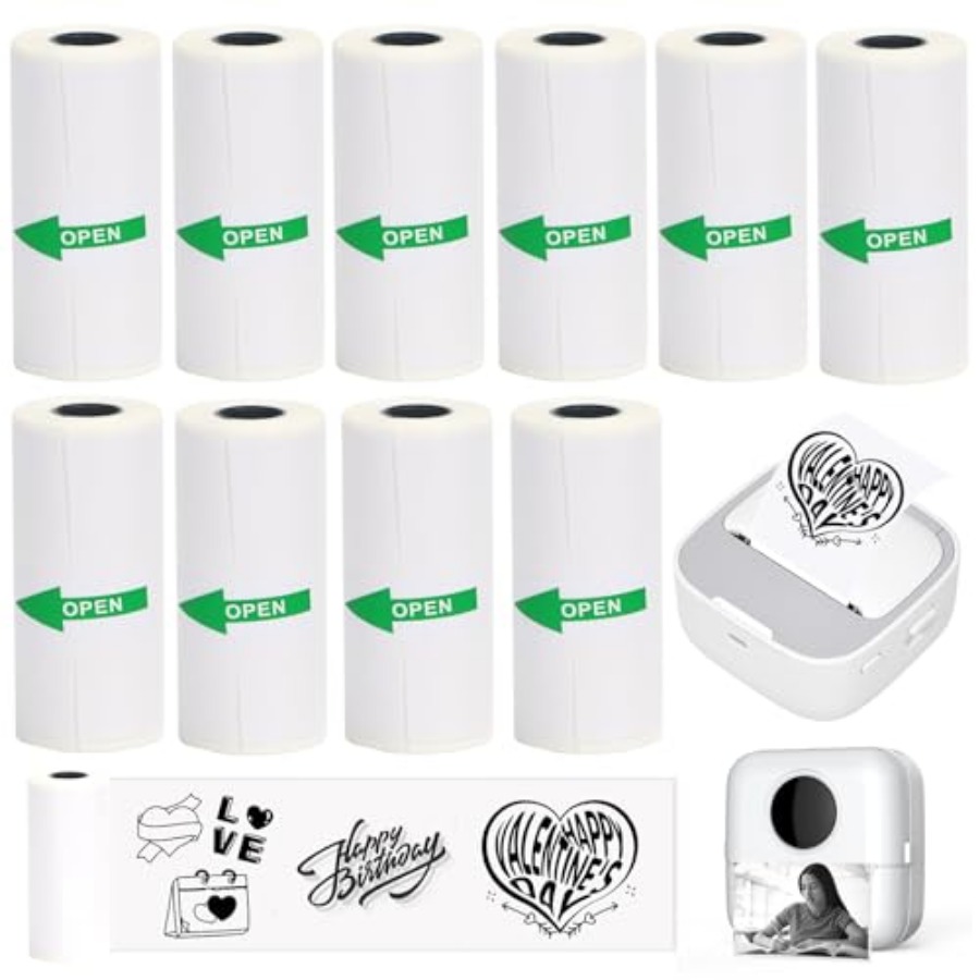 Mini Pocket Thermal Printer Paper Roll - Mini Yazıcılar için 10 Rulo Termal