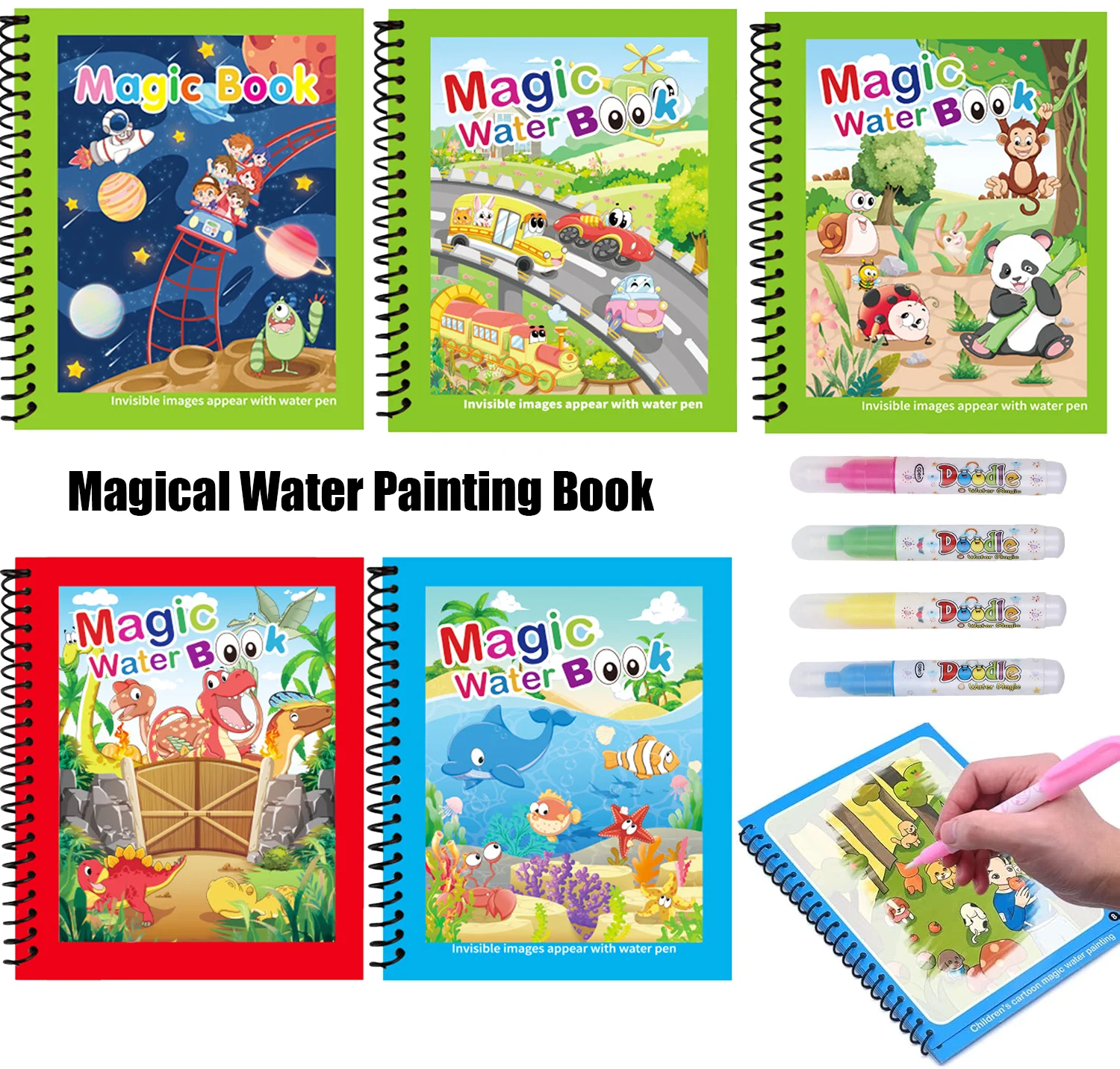 Reusable Water Magic Coloring Book - 1 adet Yeniden Kullanılabilir Çocuklar İçin