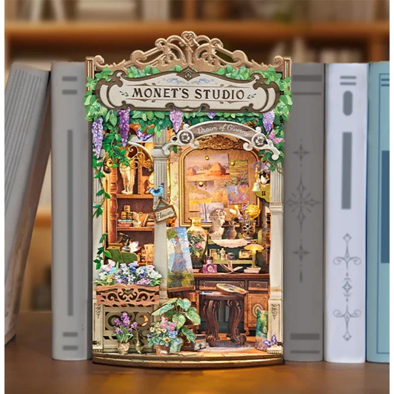 Ahşap Monet'in Stüdyosu Kitap  - Diy Wooden Book Nook Kit Shelf Insert incelemesi ve fiyatı