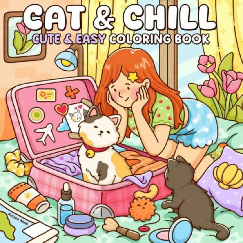 Kedi ve Kız Yetişkinler İçin S - Adult Coloring Book Stress Relief incelemesi ve fiyatı
