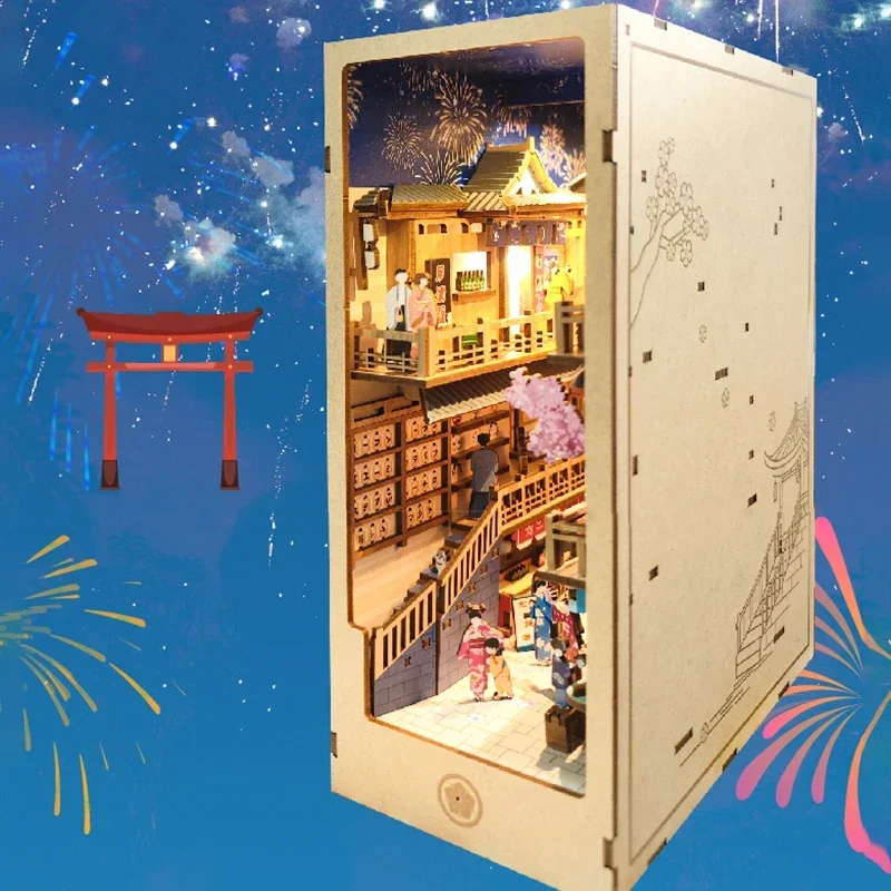 Japon Retro DIY Ahşap Kitap Kö - Diy Wooden Book Nook Kit Shelf Insert incelemesi ve fiyatı